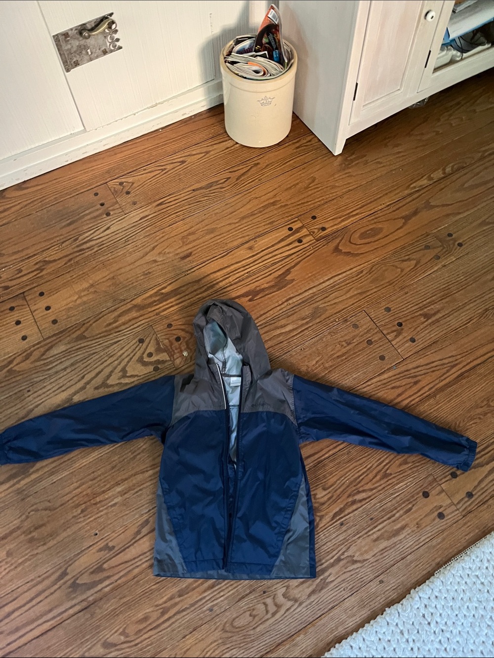 Columbia Navy and Gray Kids' Hooded Rain Jacket